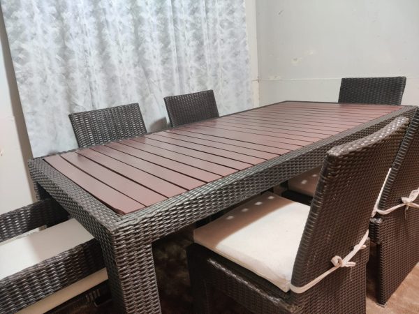 SIX CHAIRS OUTDOOR DINING TABLE SET